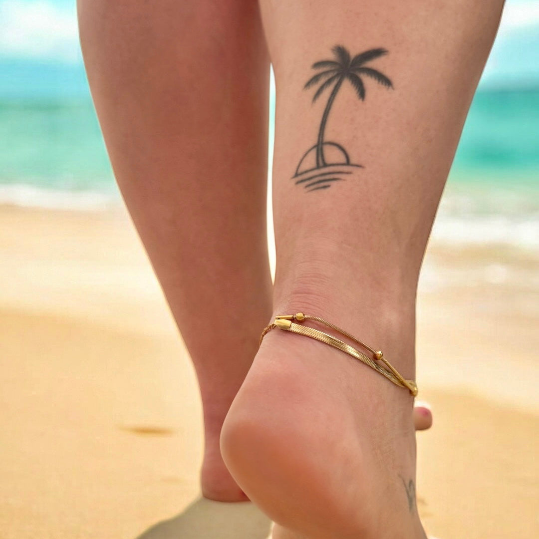 Raya Gold Double Chain Anklet - Razzle and Rose Jewellery