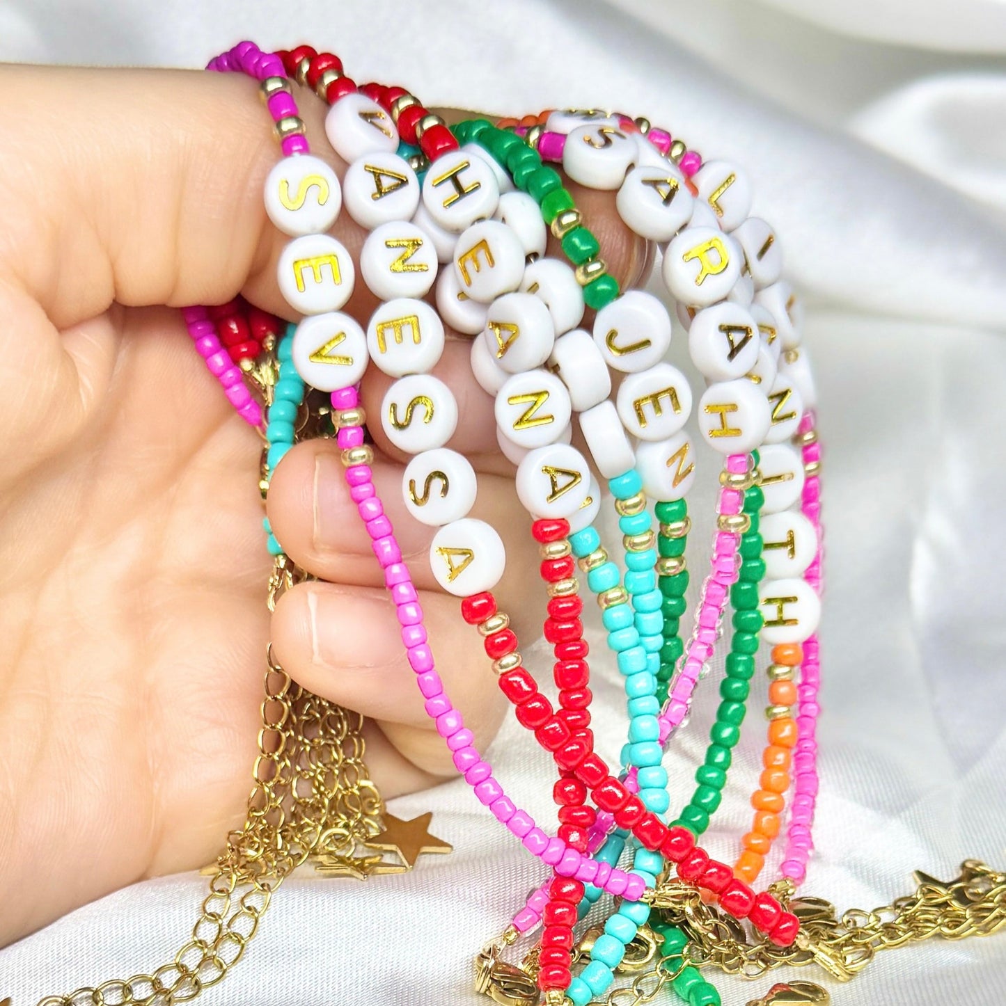 Remi Personalised Name Bead Bracelet - Razzle and Rose Jewellery
