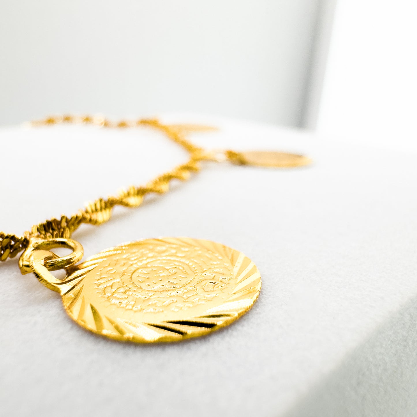 Verona Gold Coin Charm Bracelet - Razzle and Rose Jewellery