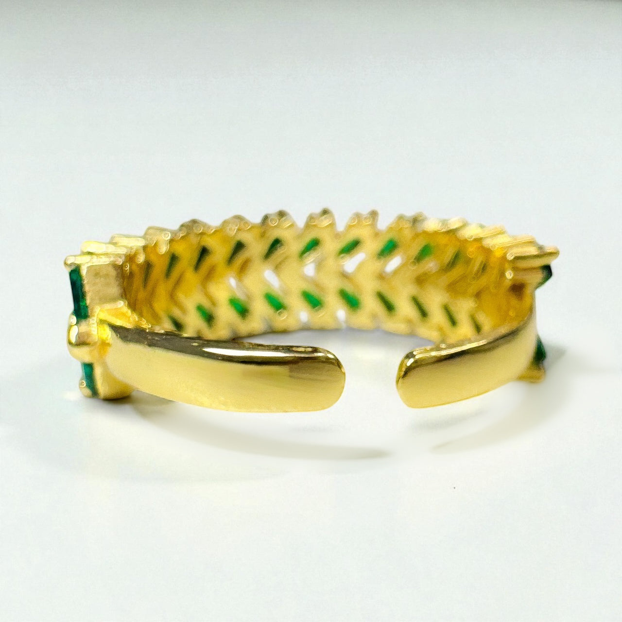 Gaia Gold Gemstone Ring | Emerald Green | Adjustable