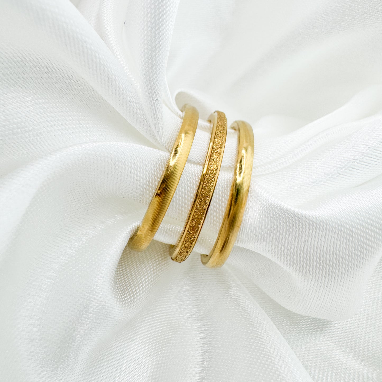 Tia Gold Triple Ring Stack | 3 Piece Set