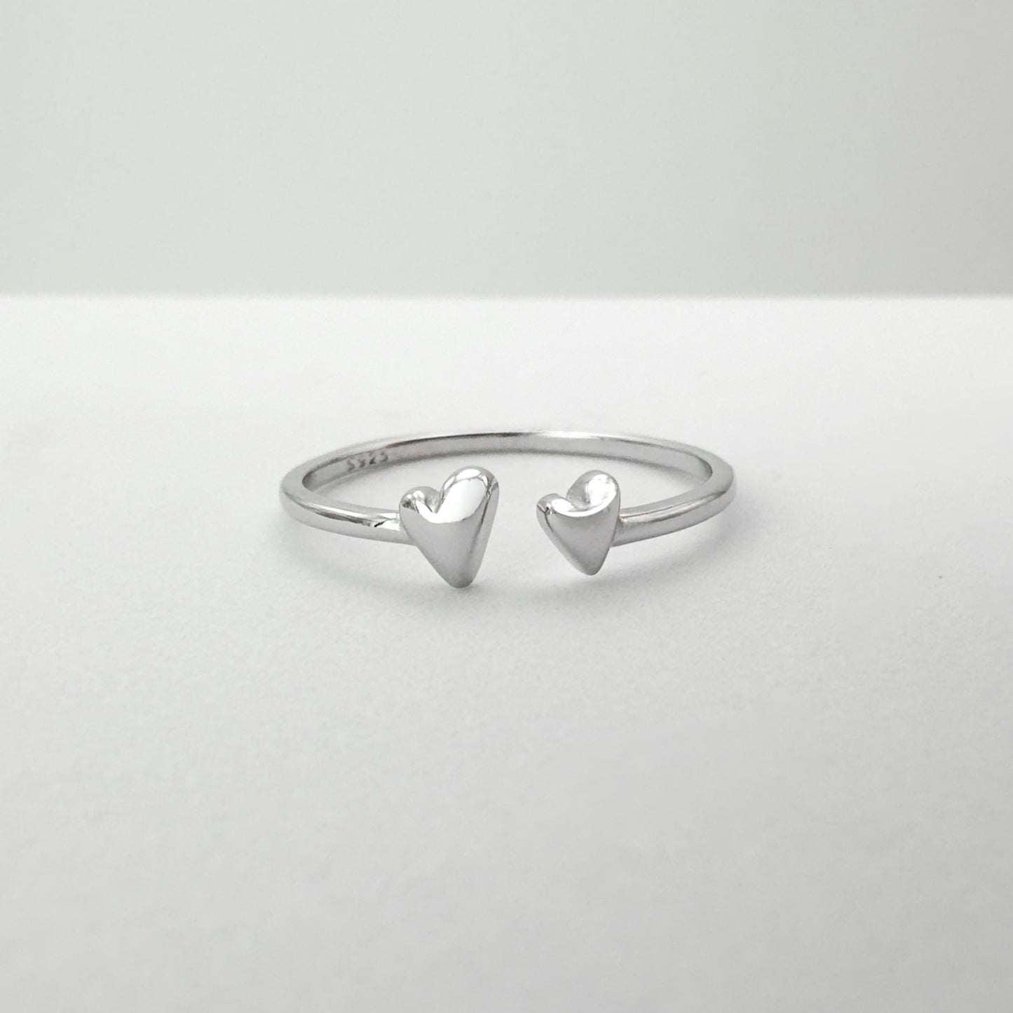 Ariana Sterling Silver Heart Ring | Adjustable - Razzle and Rose Jewellery