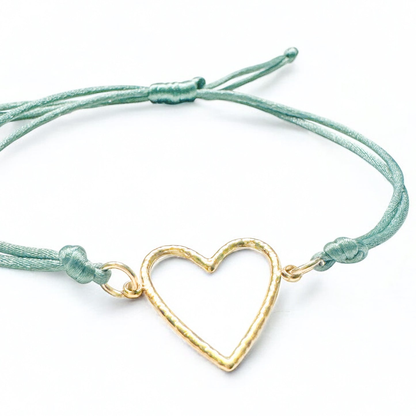 Palma Gold Heart Green Slider Cord Bracelet - Razzle and Rose Jewellery