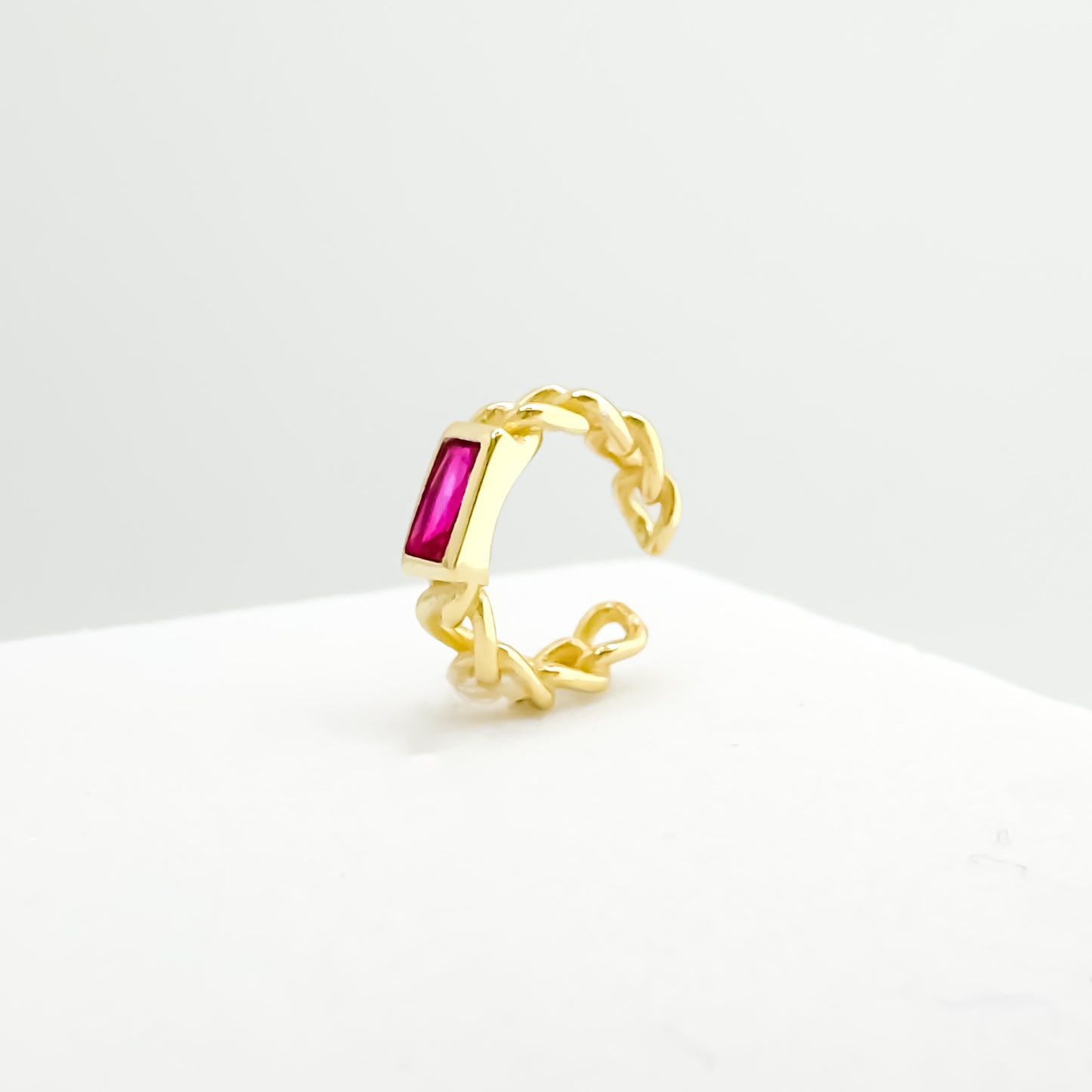 Priya Gold Vermeil Pink Gemstone Ear Cuff - Razzle and Rose Jewellery