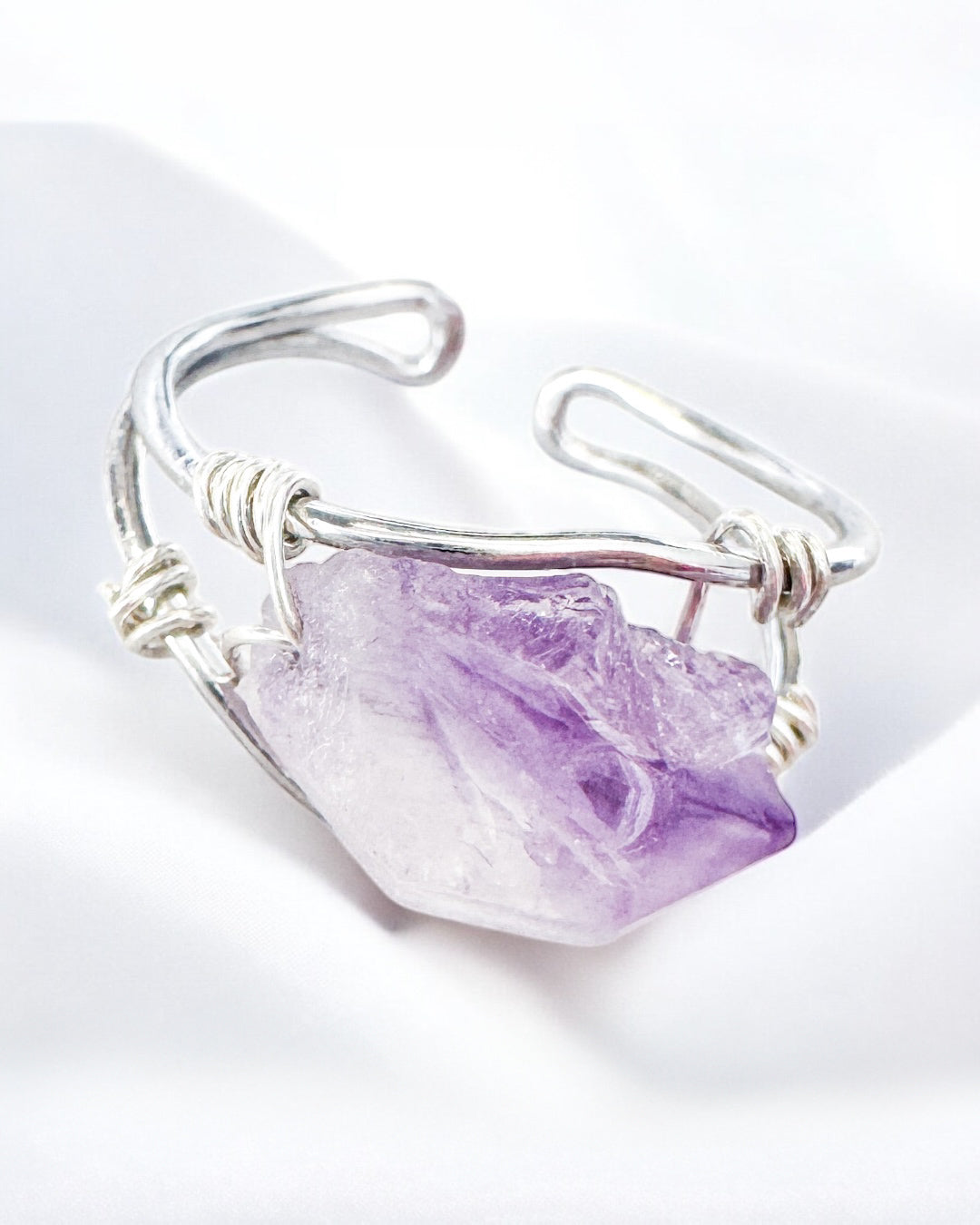 Amalia Silver Raw Amethyst Gemstone Ring
