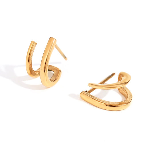 Lexi Gold Double Small Hoop Earrings - Razzle and Rose Jewellery