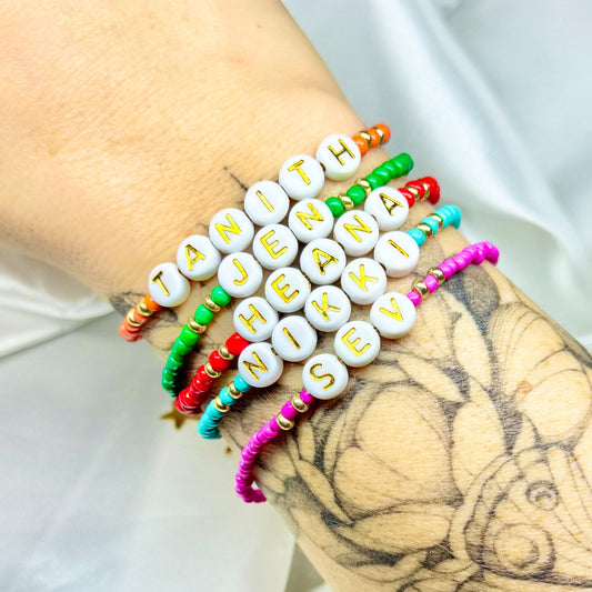 Remi Personalised Name Bead Bracelet - Razzle and Rose Jewellery
