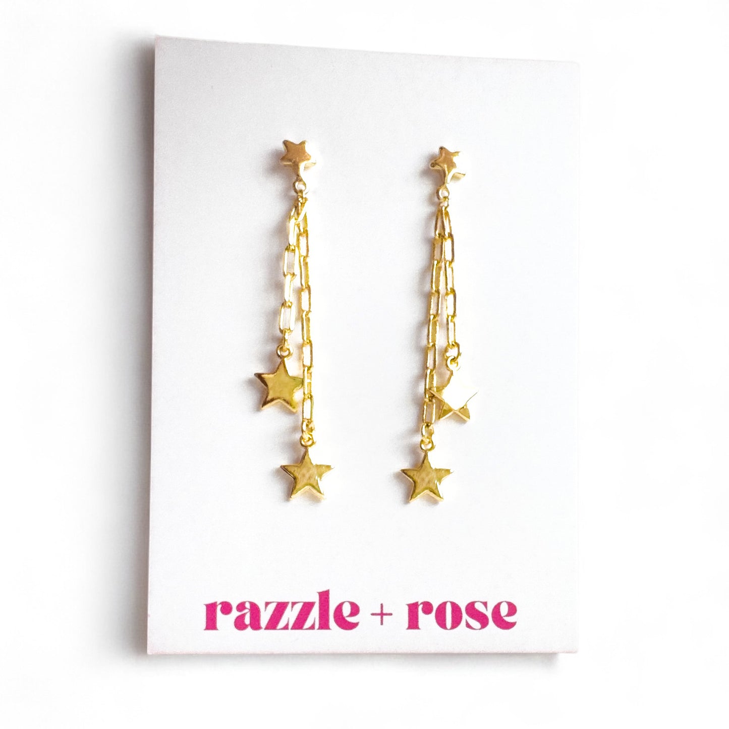 Hannah Star Statement Gold Chain Earrings Default Title Drop Earrings Razzle and Rose