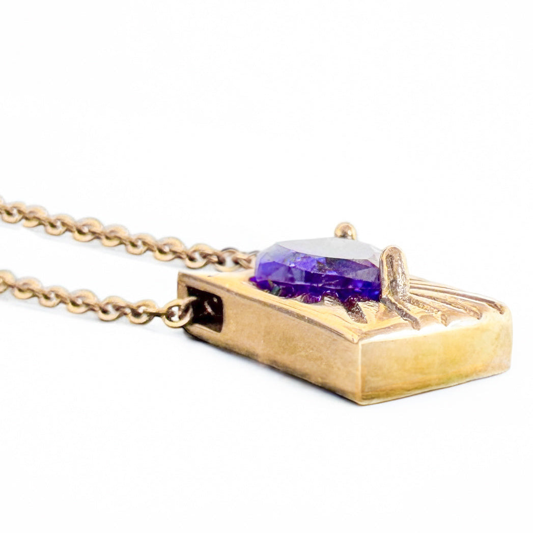 Mia Purple Heart Gold Pendant Necklace - Razzle and Rose Jewellery