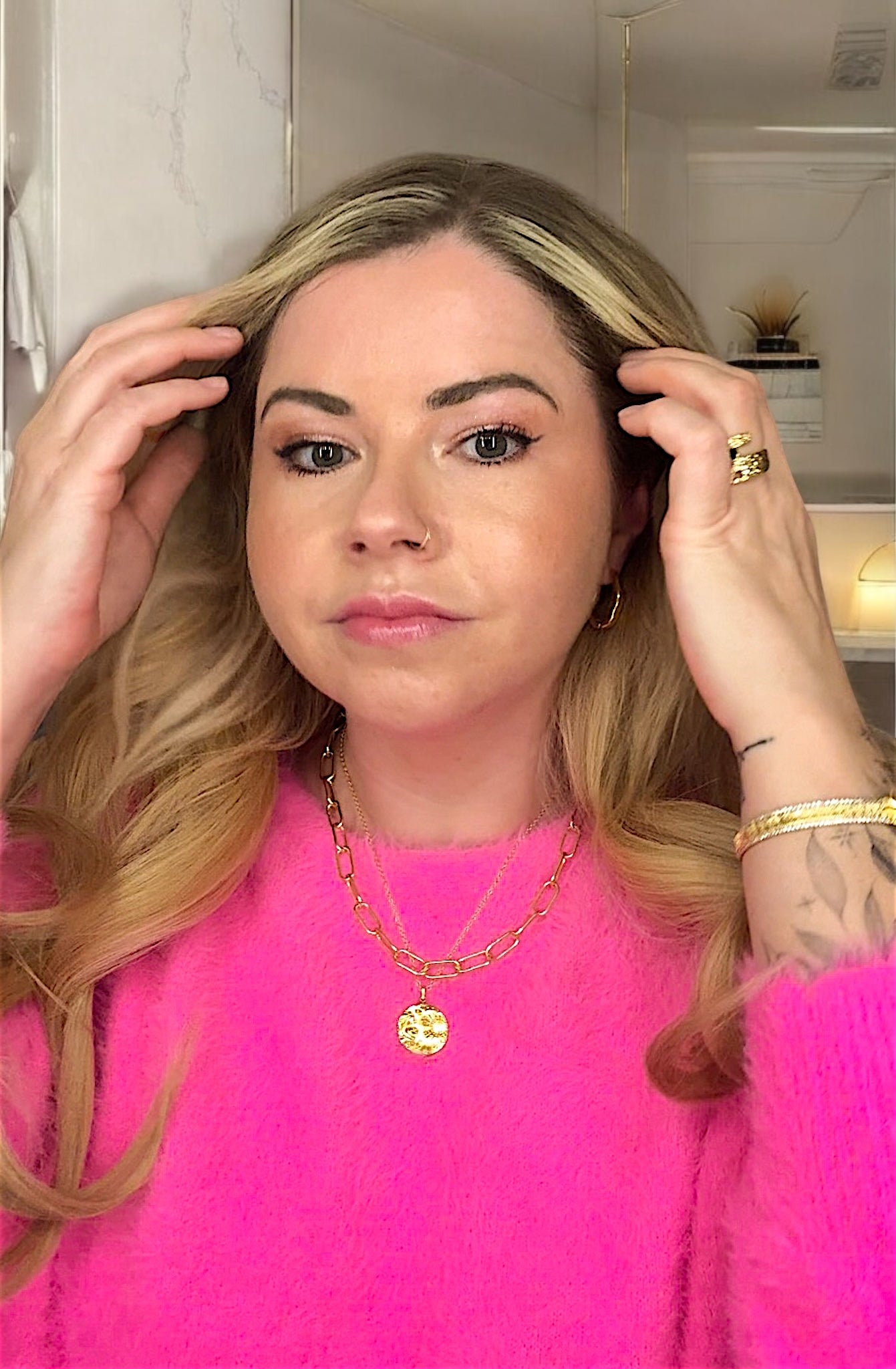 Luna Gold Sun & Moon Engraved Pendant Necklace - Razzle and Rose Jewellery