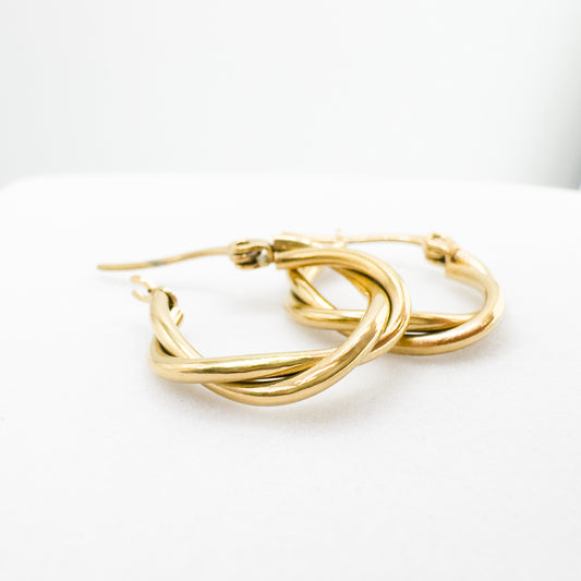 Claudia Gold Woven Medium Hoop Earrings - Razzle and Rose Jewellery