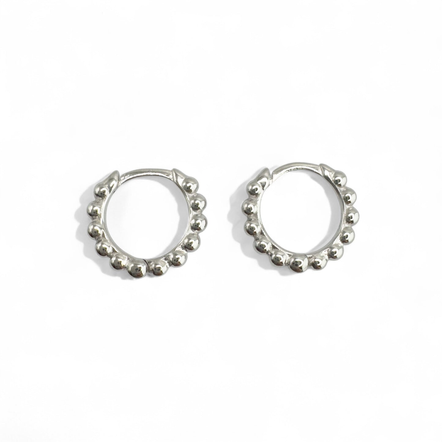 Cora Tiny Bobble White Gold Huggie Hoop Earrings Default Title Hoop Earrings Razzle and Rose