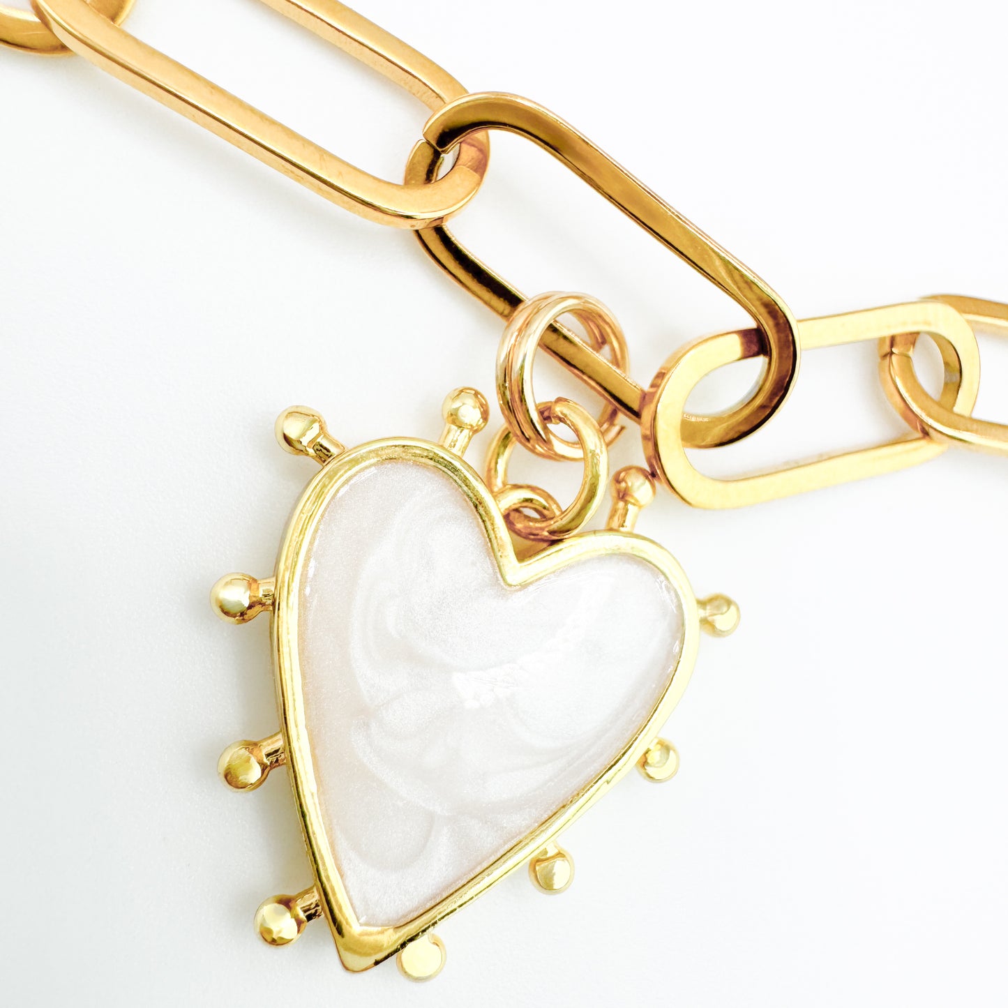 Arabella Heart Initial Gold Charm Bracelet | White | Pink | Lilac | Aqua | Choose Your Charms