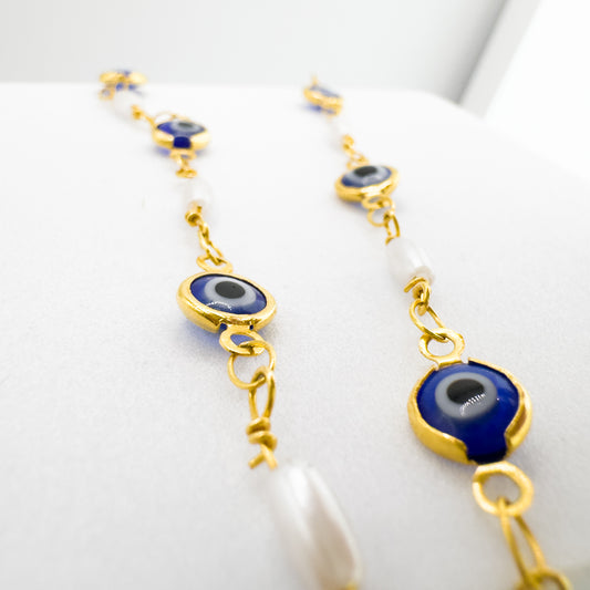 Tula Gold Evil Eye Rosary Chain Bracelet - Razzle and Rose Jewellery