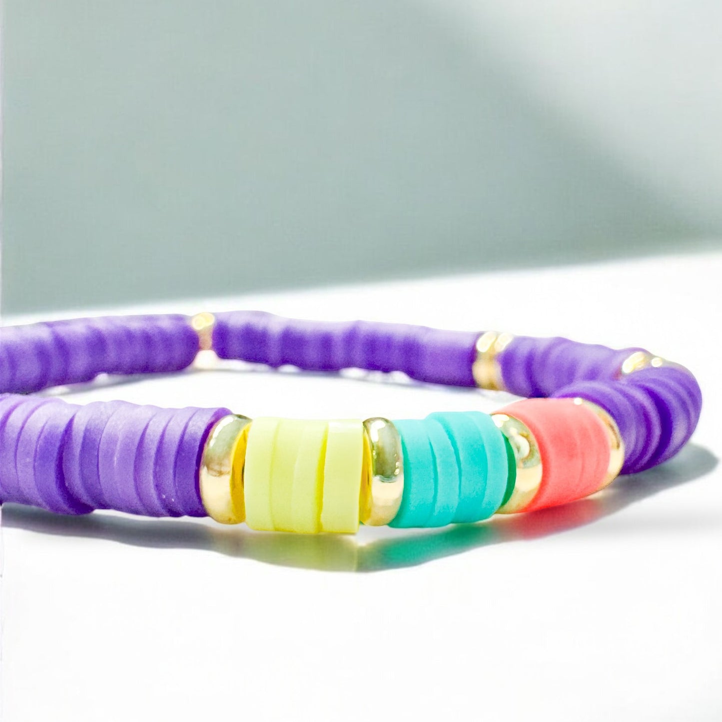 Rio Purple Heishi Clay Bead Bracelet - Razzle and Rose Jewellery