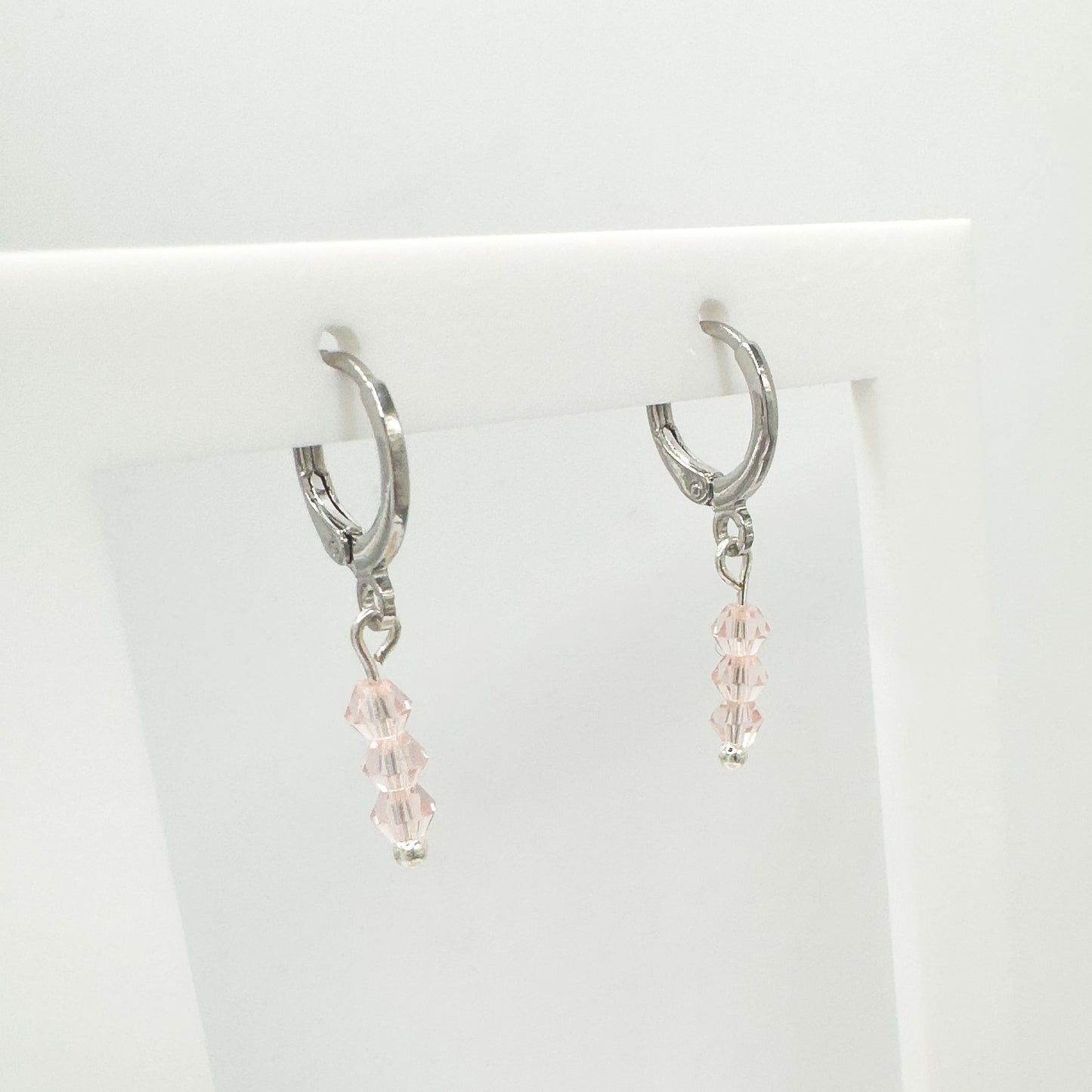 Emilia Silver Crystal Bead Small Hoop Earrings | Cornflower | Hot Pink | Rose | Aqua | White - Razzle and Rose Jewellery