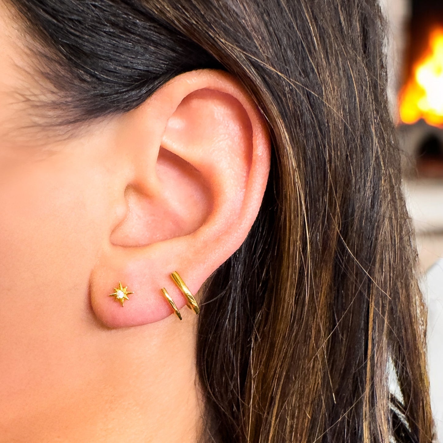 Lexi Gold Double Small Hoop Earrings - Razzle and Rose Jewellery