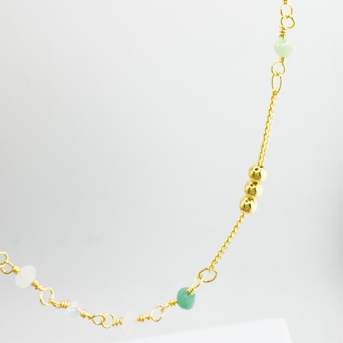 Yasmin Gold Green Bead Chain Necklace - Razzle and Rose Jewellery