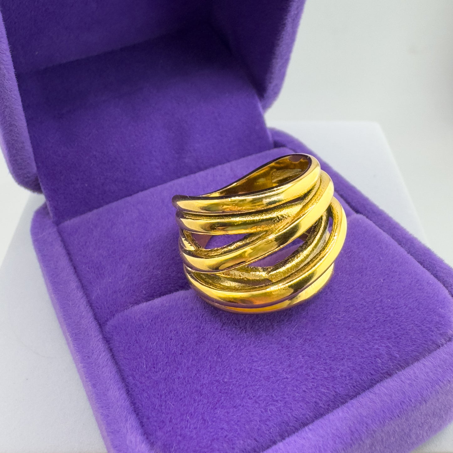 Ivy Multi Band Chunky Gold Ring S Rings Razzle and Rose