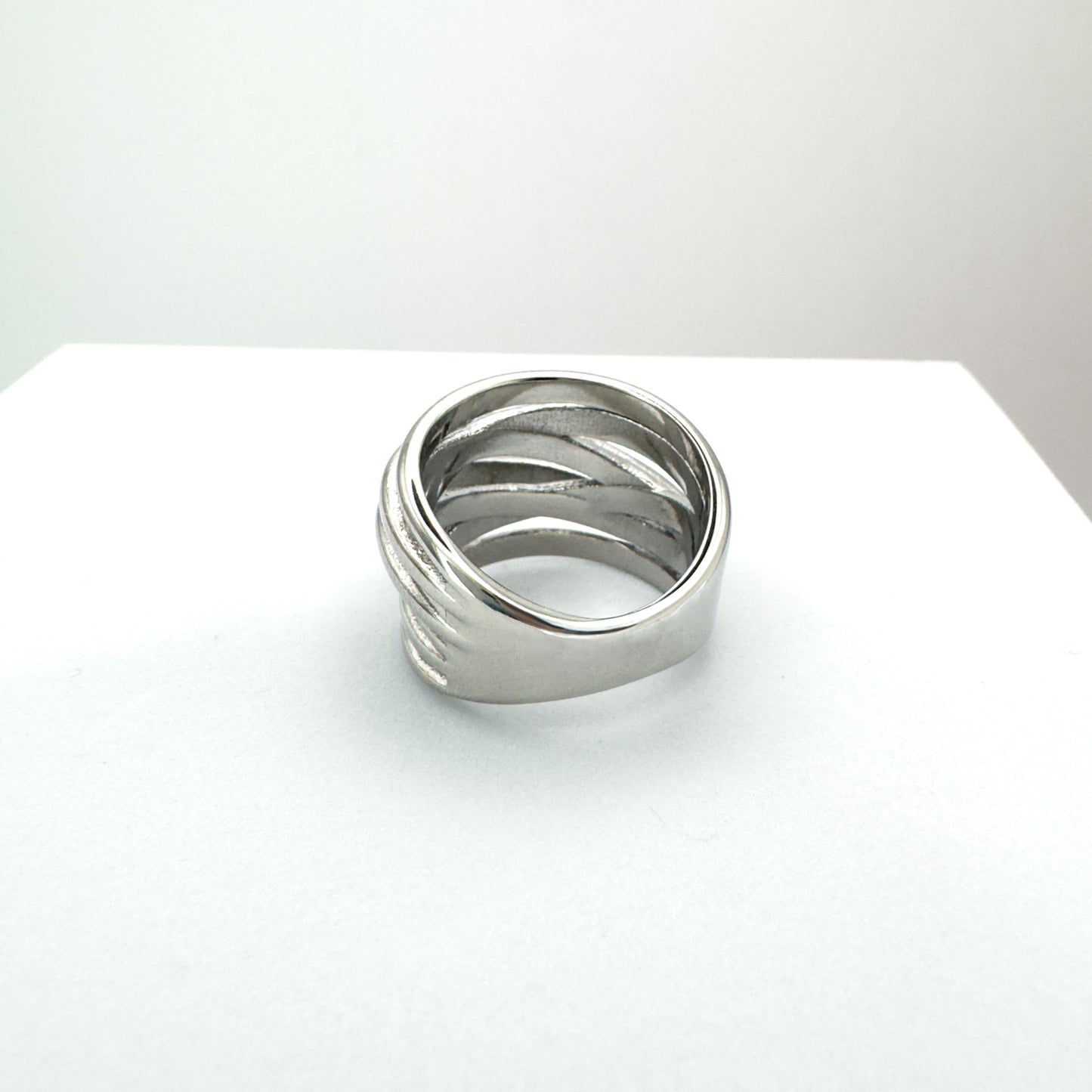 Ivy Multi Band Chunky Silver Ring S Rings Razzle and Rose