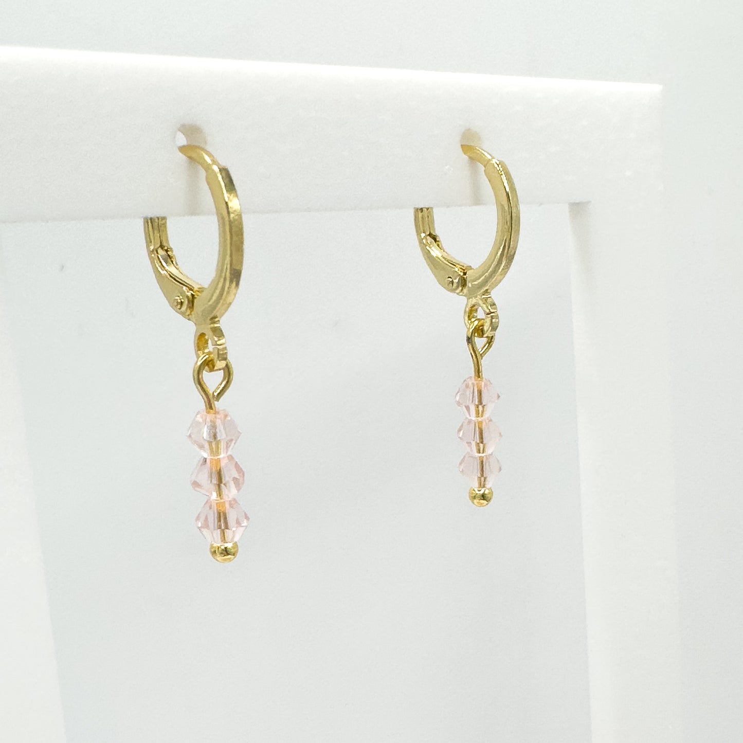 Emilia Crystal Bead Gold Hoop Earrings | Cornflower | Hot Pink | Rose | Aqua | White | Emerald Green Soft Rose Hoop Earrings Razzle and Rose