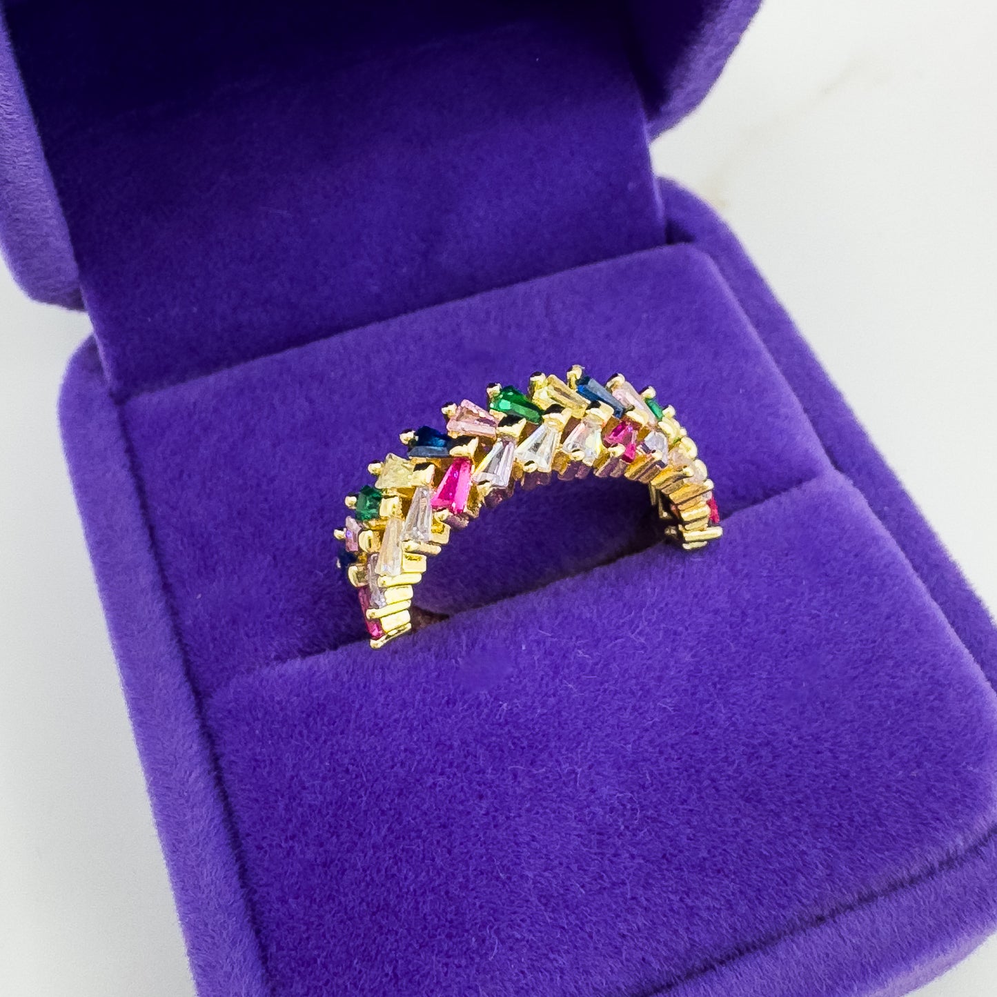 Gaia Gold Gemstone Ring | Multicolour | Adjustable - Razzle and Rose Jewellery