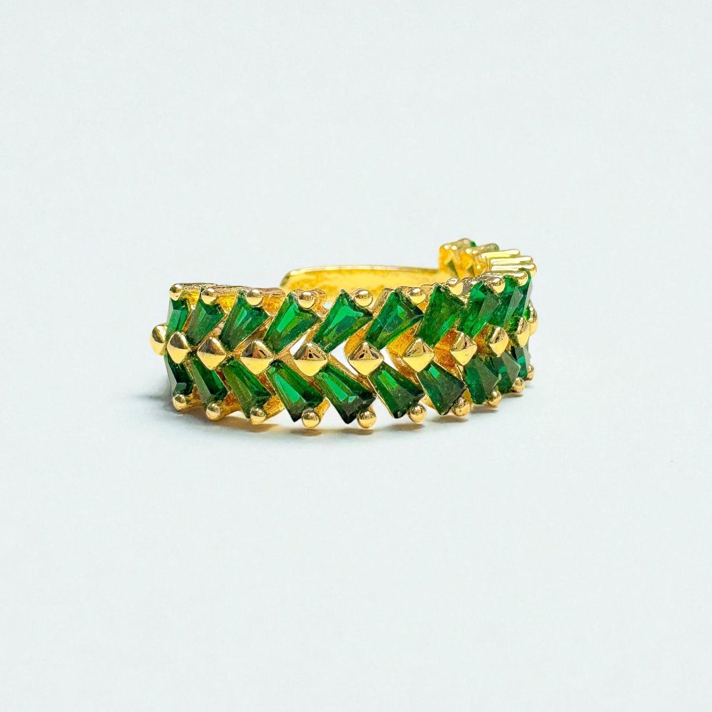 Gaia Gold Gemstone Ring | Emerald Green | Adjustable