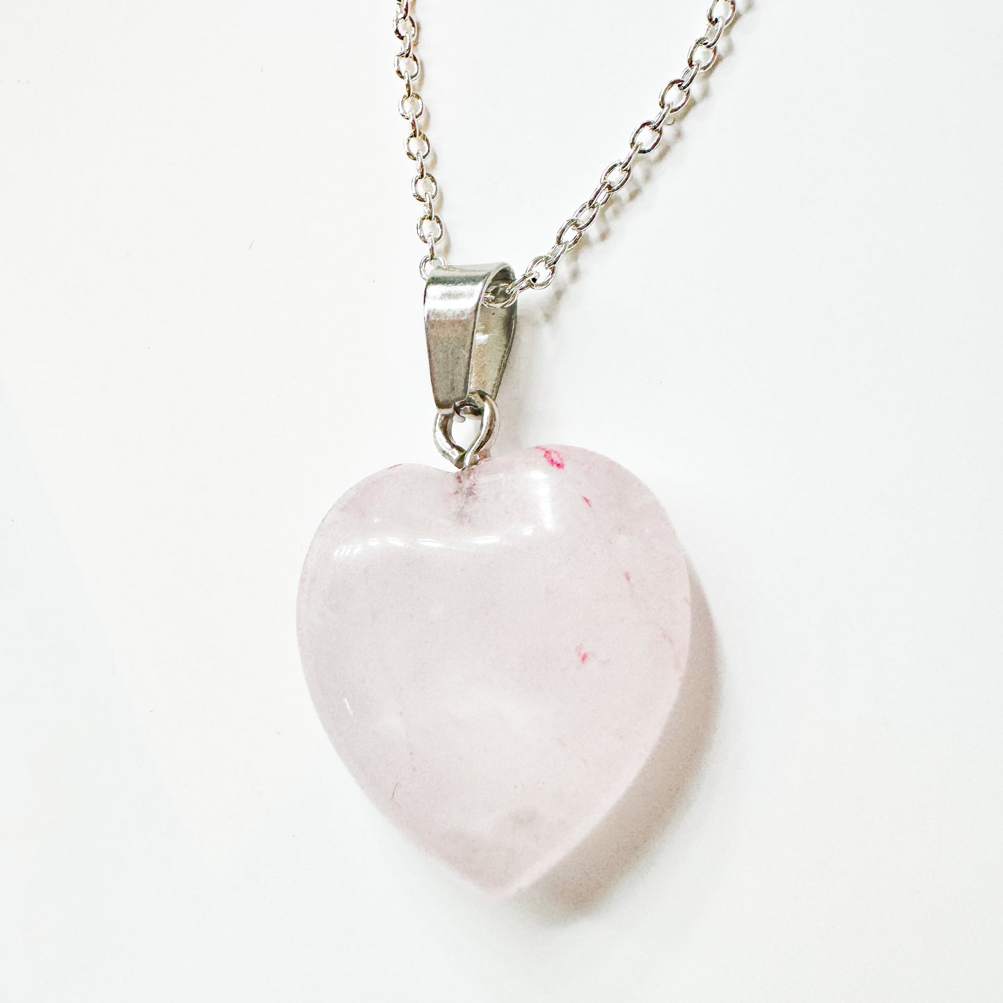 Suzy Silver Rose Quartz Heart Pendant Necklace