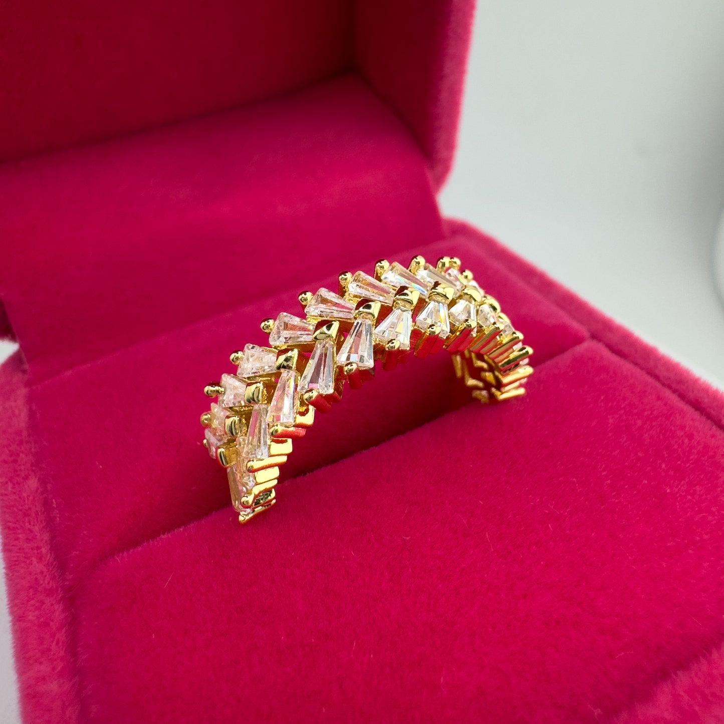 Gaia CZ Stone Adjustable Gold Plated Ring | Clear | Multi Clear Adjustable Rings Razzle + Rose