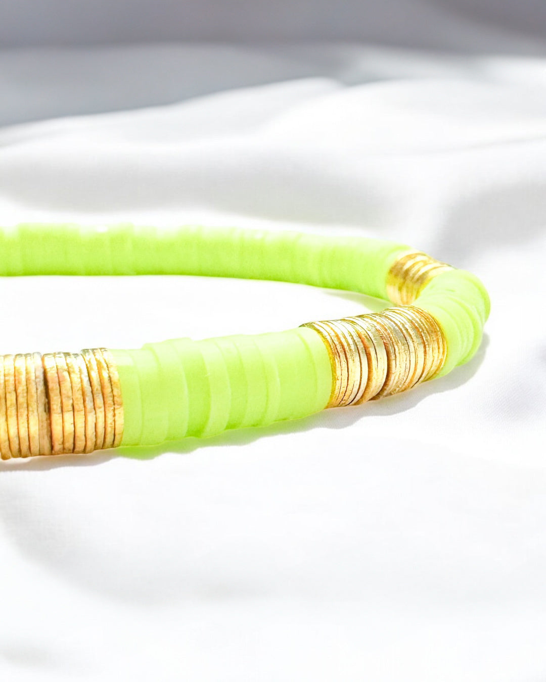 Miami Lime Heishi Clay Bead Bracelet