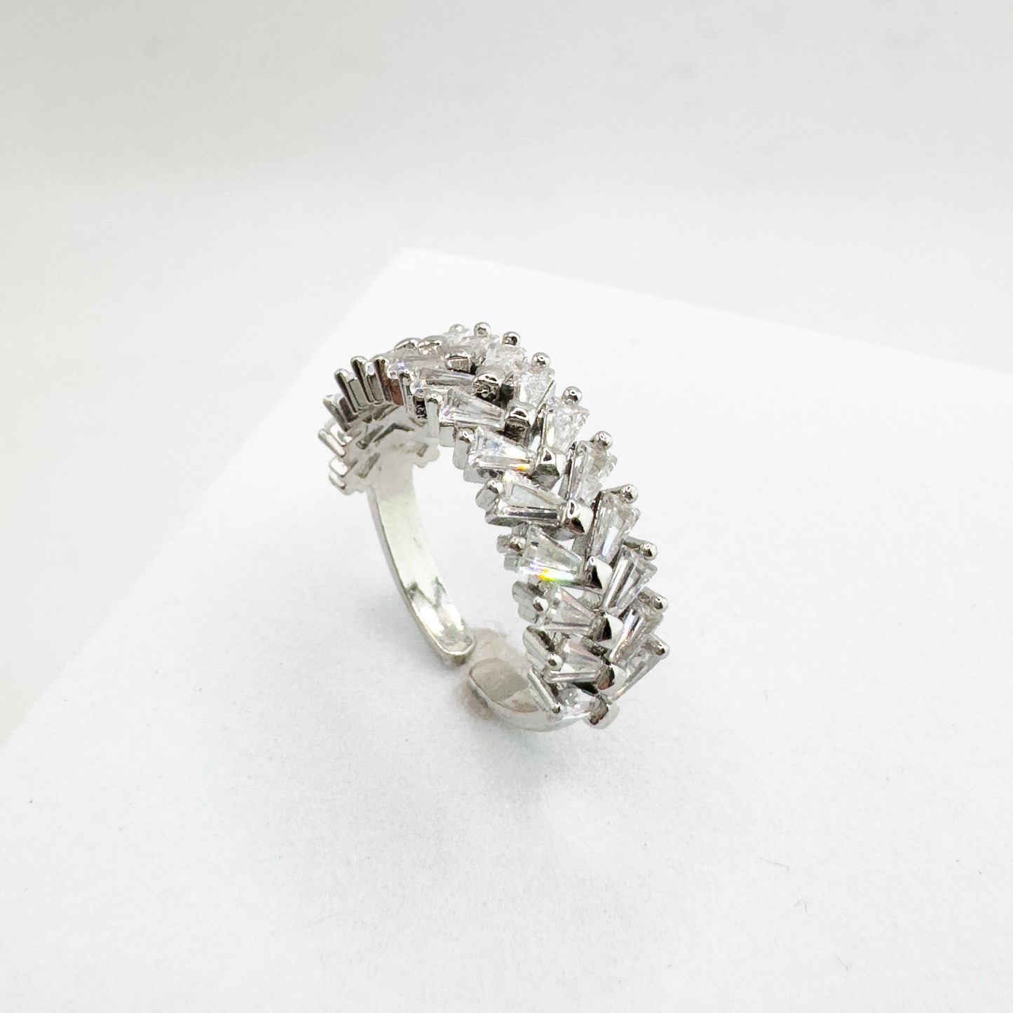 Gaia Silver Gemstone Ring | Clear | Adjustable - Razzle and Rose Jewellery