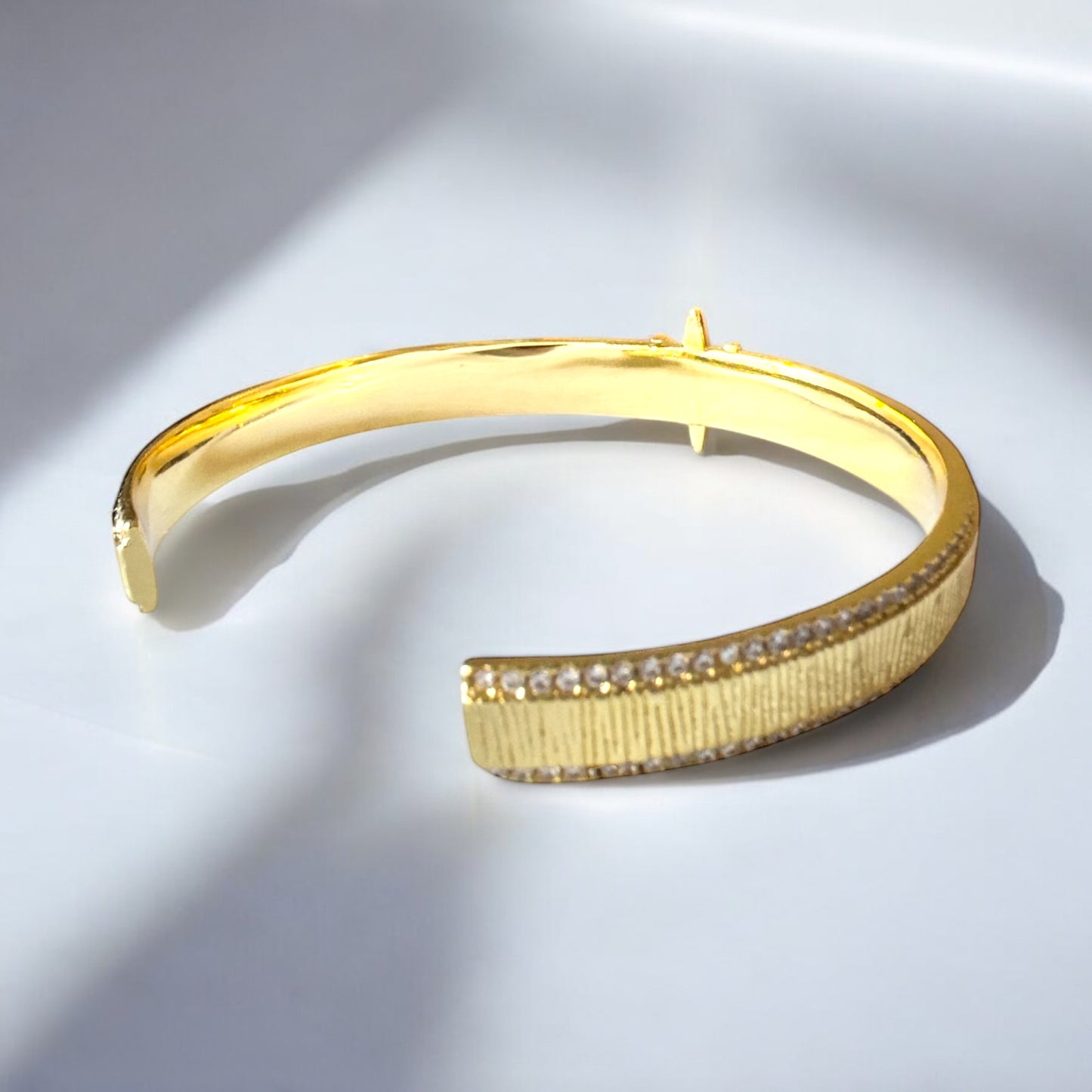 Ophelia North Star CZ Adjustable Gold Cuff Bracelet Default Title Cuff Bracelets Razzle and Rose