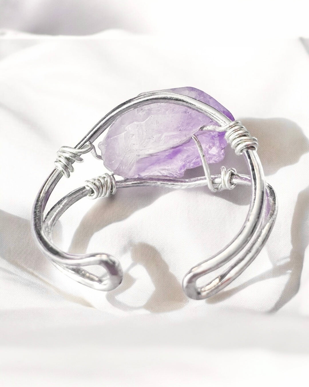 Amalia Silver Raw Amethyst Gemstone Ring