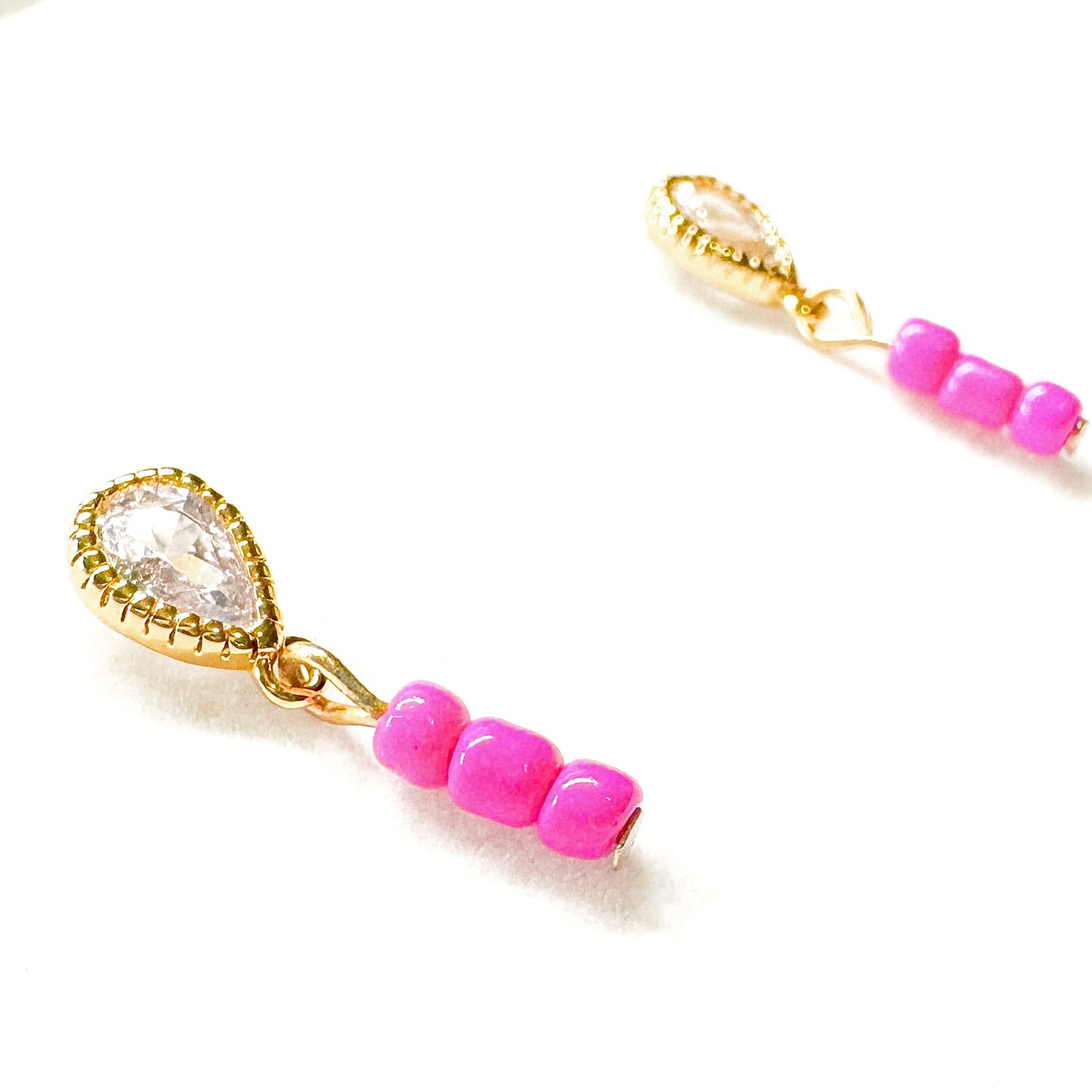 Seraphina Pink Cubic Zirconia Gemstone Drop Stud Earrings - Razzle and Rose Jewellery