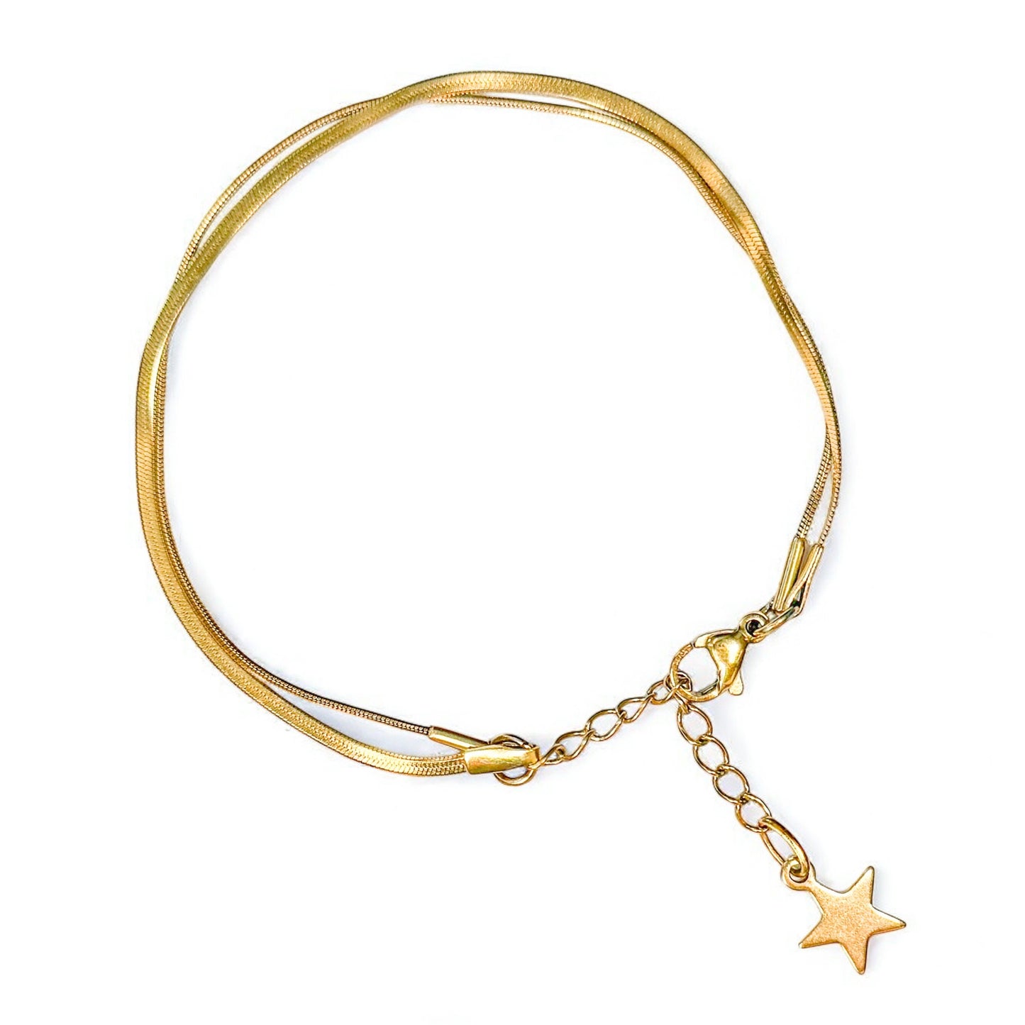 Elara Gold Double Snake Chain Stacked Effect Bracelet