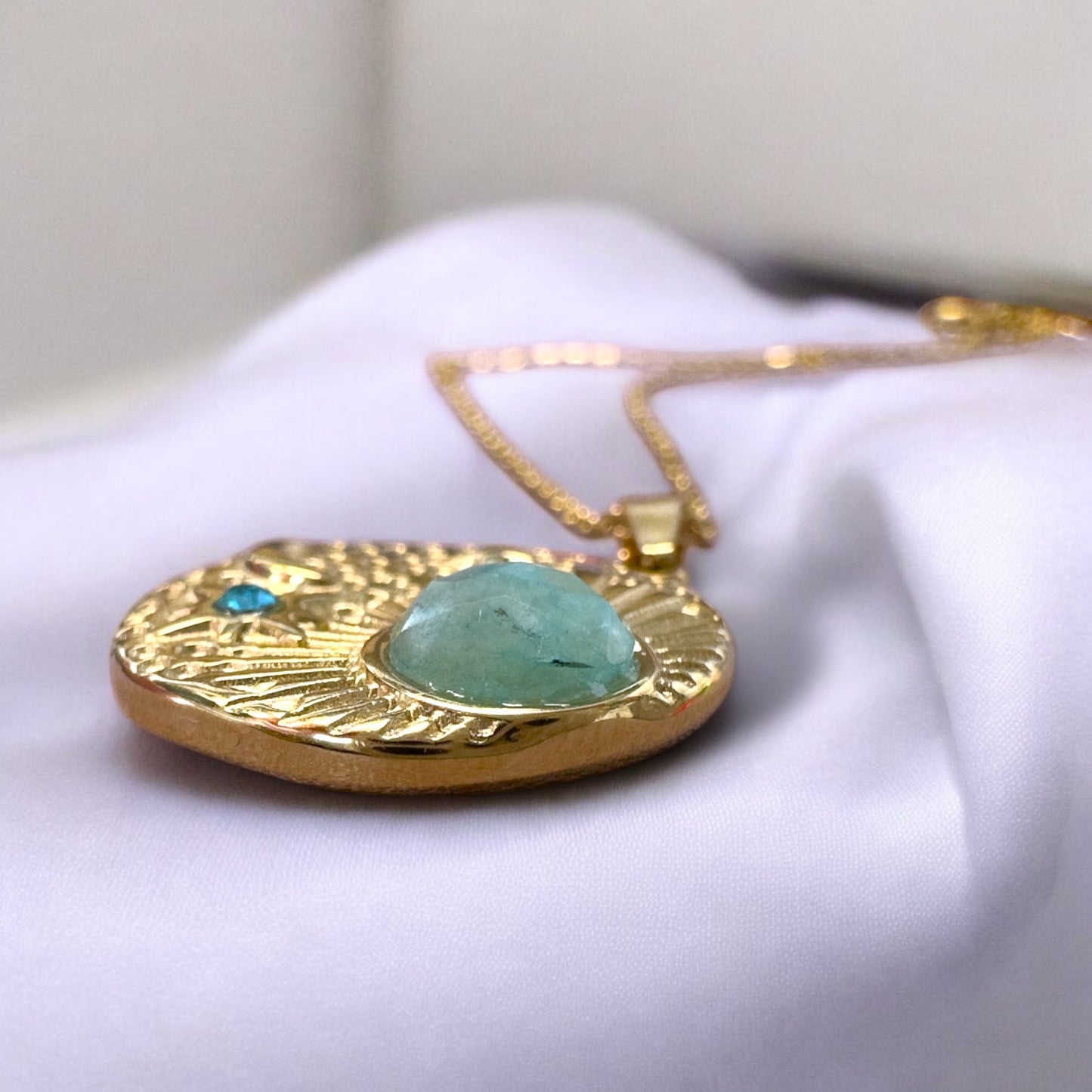 Penelope Gold Amazonite Pendant Necklace Default Title Gemstone Necklace Razzle and Rose