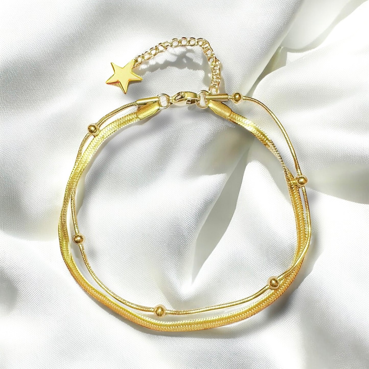 Raya Gold Double Chain Anklet - Razzle and Rose Jewellery