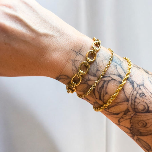 Stella Gold Chunky Double Link Chain Bracelet - Razzle and Rose Jewellery
