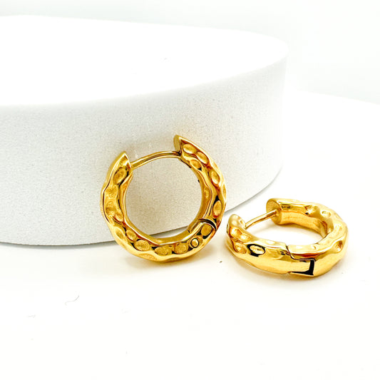 CeCe Chunky Textured Gold Small Hoop Earrings - Razzle and Rose Jewellery