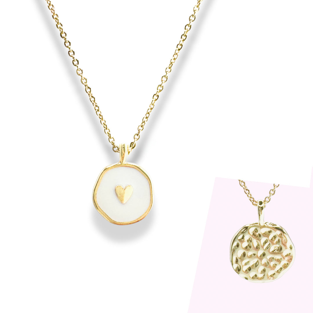 Freya Gold Reversible Pendant Necklace | White