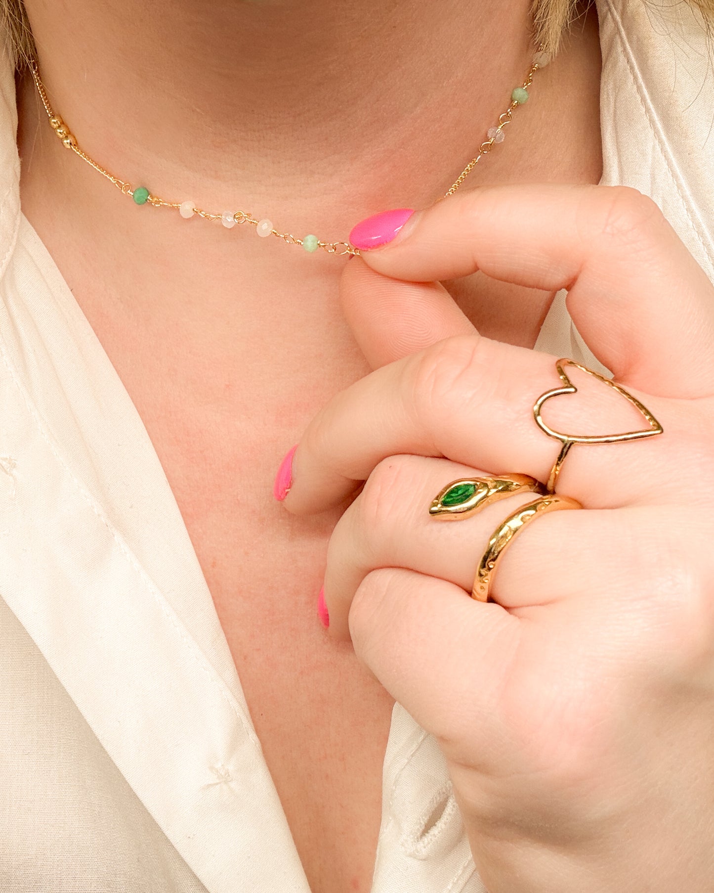 Ava Gold Heart Ring | Adjustable