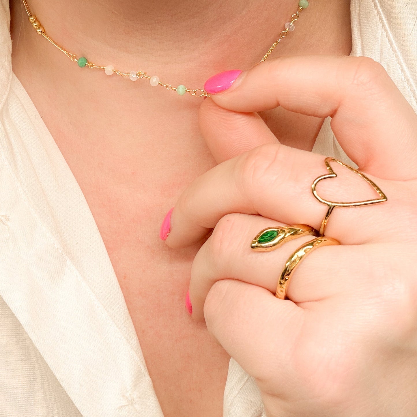 Ava Gold Heart Ring | Adjustable - Razzle and Rose Jewellery
