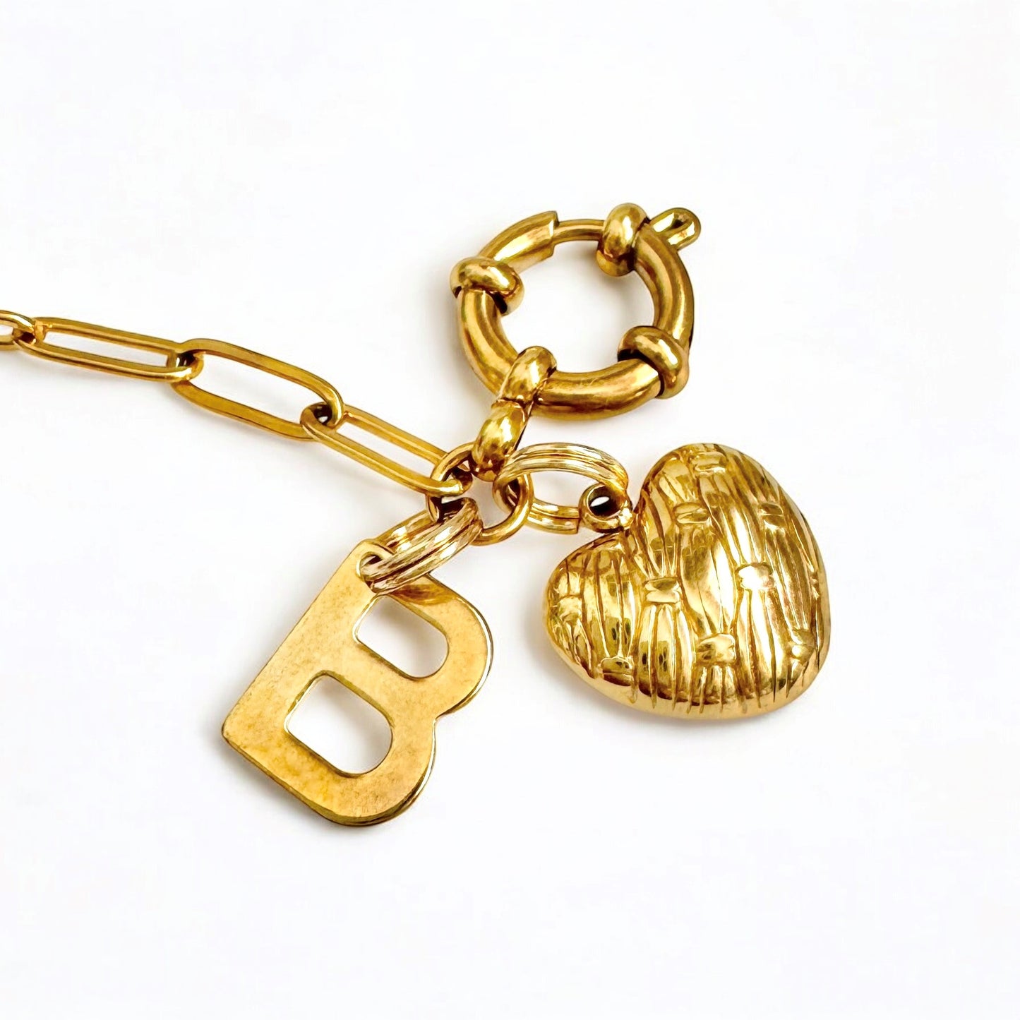 Brooke Gold Initial Heart Charm Bracelet | Choose Your Initial