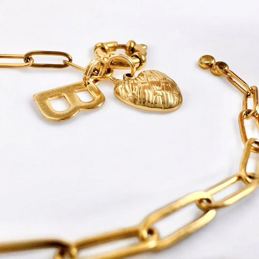 Brooke Gold Initial Heart Charm Bracelet | Choose Your Initial.