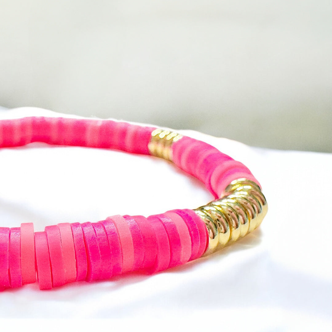 Palermo Pink Heishi Clay Bead Bracelet - Razzle and Rose Jewellery