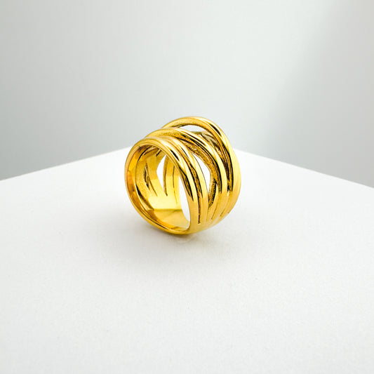 Ivy Gold Chunky Multi Band Ring - Razzle and Rose Jewellery