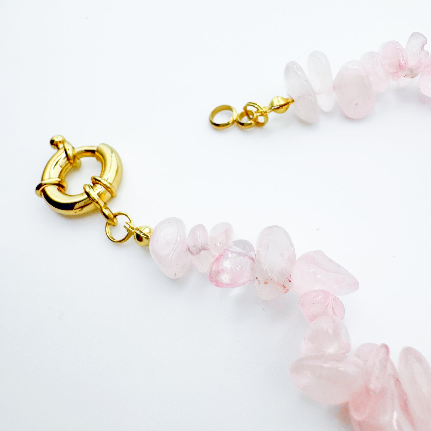 Rosalie Gold Rose Quartz Charm Bracelet | Choose Your Initial - Razzle and Rose Jewellery