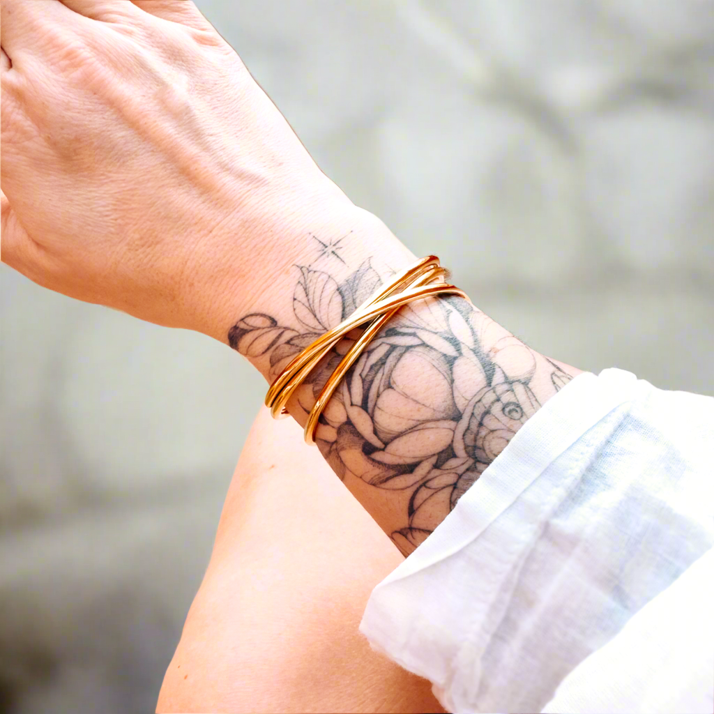 Natalia Gold Chunky Cuff Bracelet | Adjustable - Razzle and Rose Jewellery