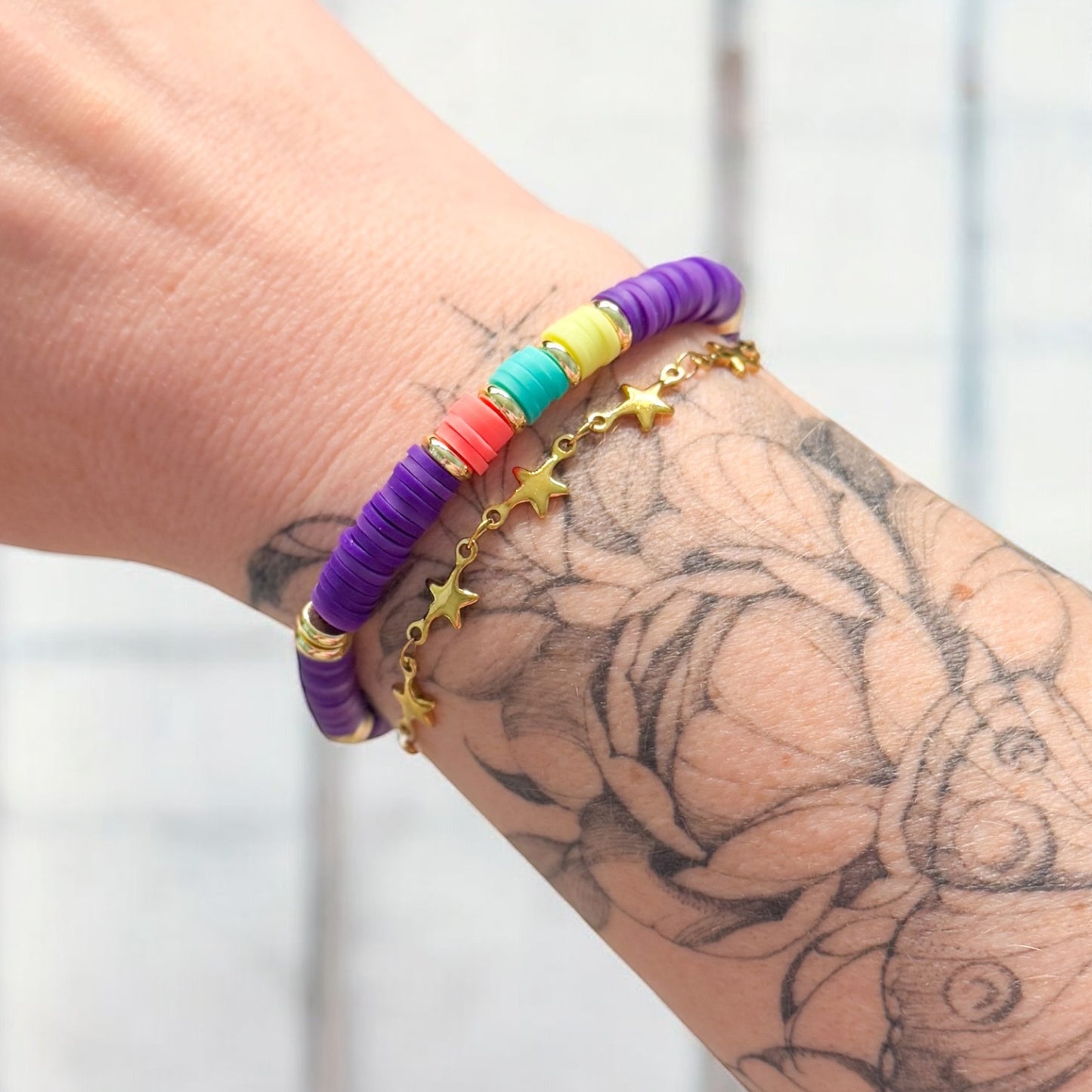 Rio Purple Heishi Clay Bead Bracelet - Razzle and Rose Jewellery