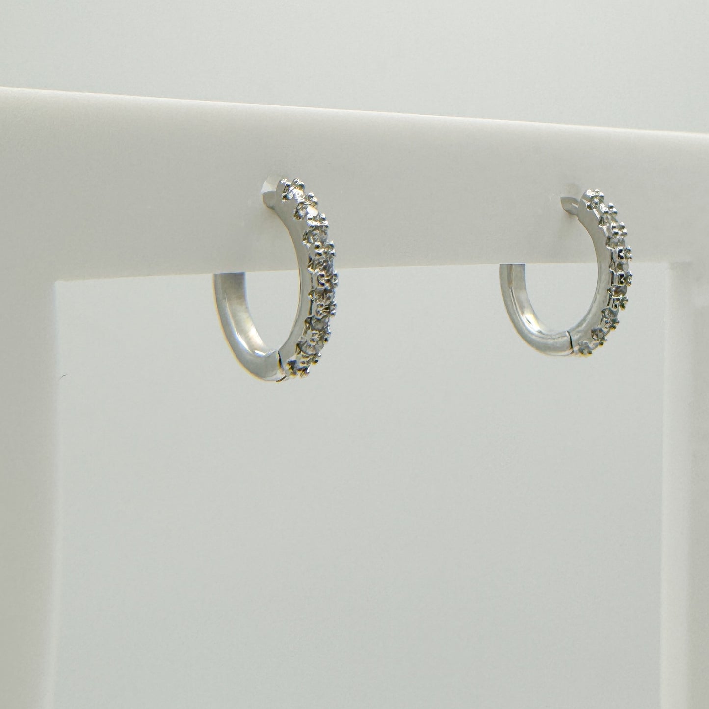 Camila Small CZ Silver Huggie Earrings | Clear | Rainbow Clear Hoop Earrings Razzle and Rose